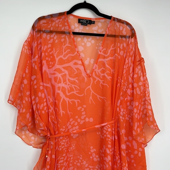 PatBO Coral Print Caftan in Coral - Picture 5 of 10